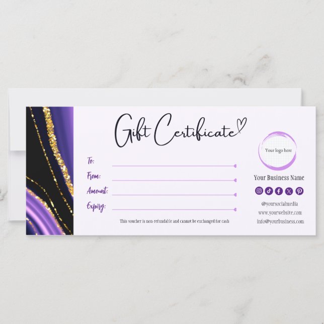 Lila Black Guld Gift Certificate (Framsida)