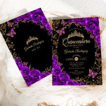 Lila Black Guld Quinceanera