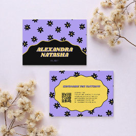Lila Black Gult Y2K Flower Handmade Clothing Visitkort