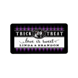 Lila Black Halloween Bröllop Namn Kärlek är Sweet Adressetikett