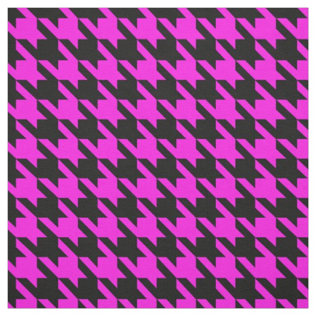 Lila Black Houndstooth Check Tyg (Provkarta)