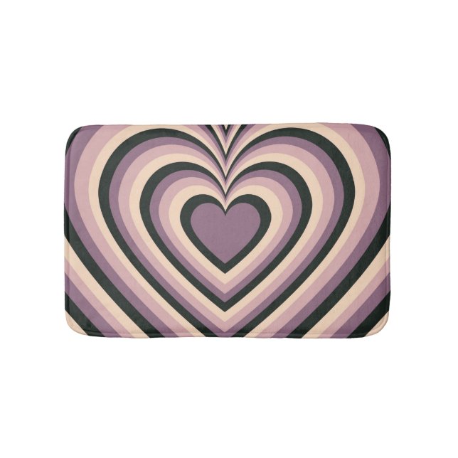 Lila Black Hypnotic Heart Kärlek Mönster Badrumsmatta (Framsidan)