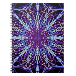 Lila Black Kaleidoscope Mandala Art Anteckningsbok
