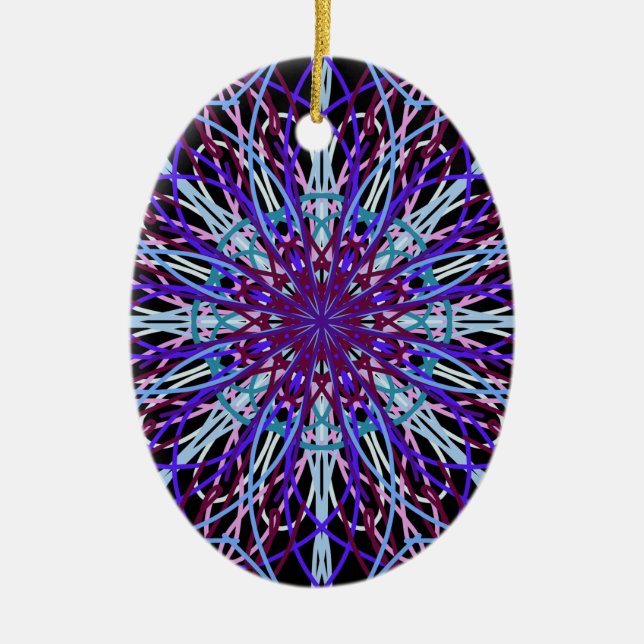 Lila Black Kaleidoscope Mandala Art Julgransprydnad Keramik (Framsidan)