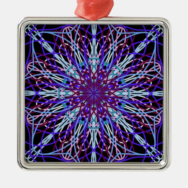 Lila Black Kaleidoscope Mandala Art Julgransprydnad Metall (Framsidan)