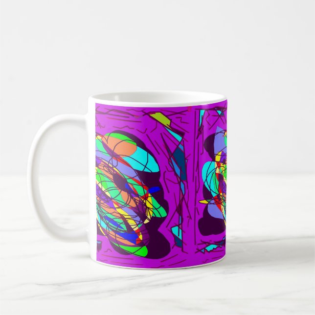 Lila Black kor linjer circles design Kaffemugg (Vänster)