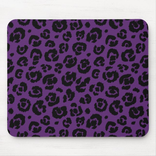 Lila Black Leopard Skriv ut Musmatta (Framsidan)