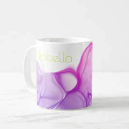 Lila Bläck Lime Green Namn Modern Art Kaffemugg