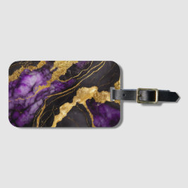 Lila Black Marble Mönster med Guld Bagagebricka