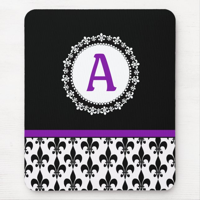 Lila Black Monogram Fleur de Lis Musmatta (Framsidan)