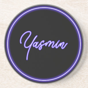 Lila Black Neon Script Snyggt Wedding Favor Underlägg