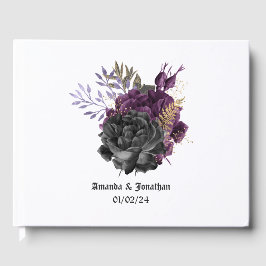 Lila Black och Guld gotiic Bröllop Gästböcker