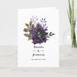 Lila Black och Guld gotiic Bröllop Program