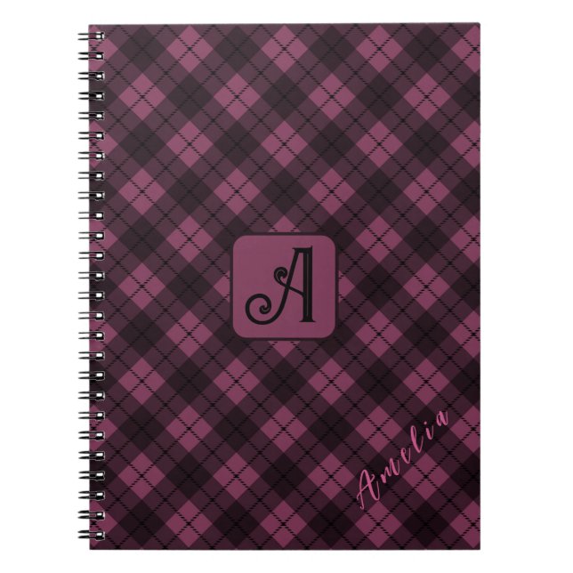 Lila Black Pput Customize Namn Anteckningsbok (Framsidan)