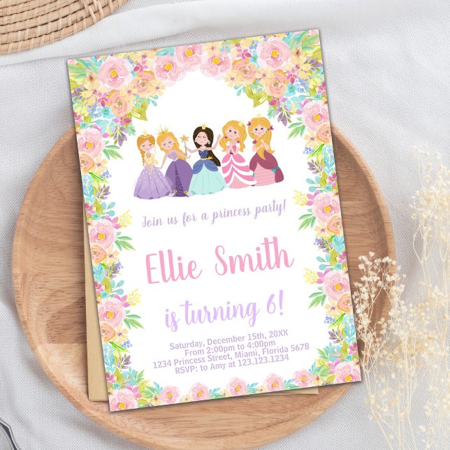 Lila Black Princesses Birthday-inbjudan Inbjudningar (Purple Black Princesses Birthday Invitation)