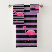 LILA BLACK RAND FLAMINGO BATHROOM TOWEL SET