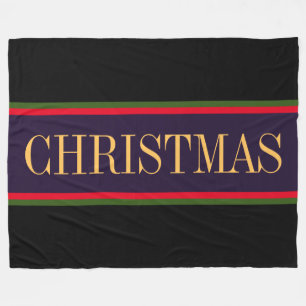 Lila Black Red Grönt CHRISTMAS Rand Fleecefilt