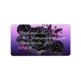Lila Black Ro Modern Watercolor Adressetikett