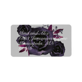 Lila Black Ro Modern Watercolor Adressetikett