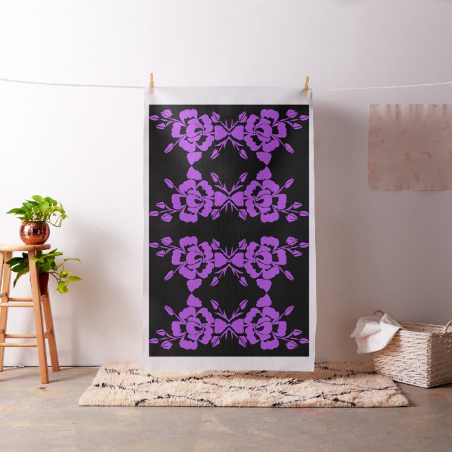 Lila & Black Ro Silhouette Cotton Fabric Tyg (In Situ)