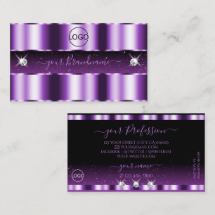 Lila Black Sparkling Diamonds Lägg till Logotyp Visitkort