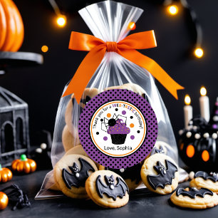 Lila Black Spider Polka Dot Halloween Birthday Runt Klistermärke