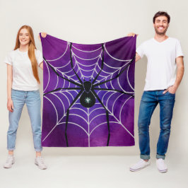 Lila Black Spider Throw Blanket Fleecefilt
