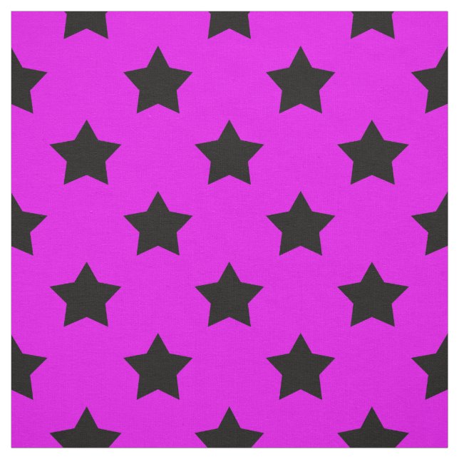 Lila Black Stars Mönster Decorative Textile Tyg (Provkarta)