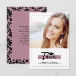 Lila Black Studenten Tack Photo Card Inbjudningar