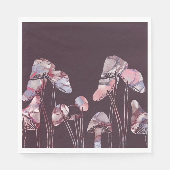 Lila Bläck Svampar Pappersservett (Framsidan)