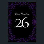Lila Black Swirl Gothic Bröllop Bordsnummer<br><div class="desc">Vår vackra virvelformade utformning ger ett modernt inslag till denna elegant lila och insamling av svart gotskt bröllop. Perfekt för en mörk som temat bröllop eller Halloween-affär.</div>