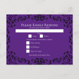 Lila & Black Swirl Gothic Bröllop Helg Vykort