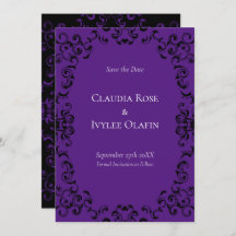 Lila & Black Swirl Gothic Bröllop