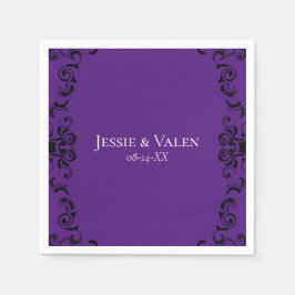 Lila & Black Swirl Gothic Bröllop Pappersservett