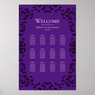 Lila & Black Swirl Gothic Bröllop Poster