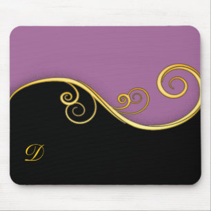 Lila-black Swirl med initial Musmatta