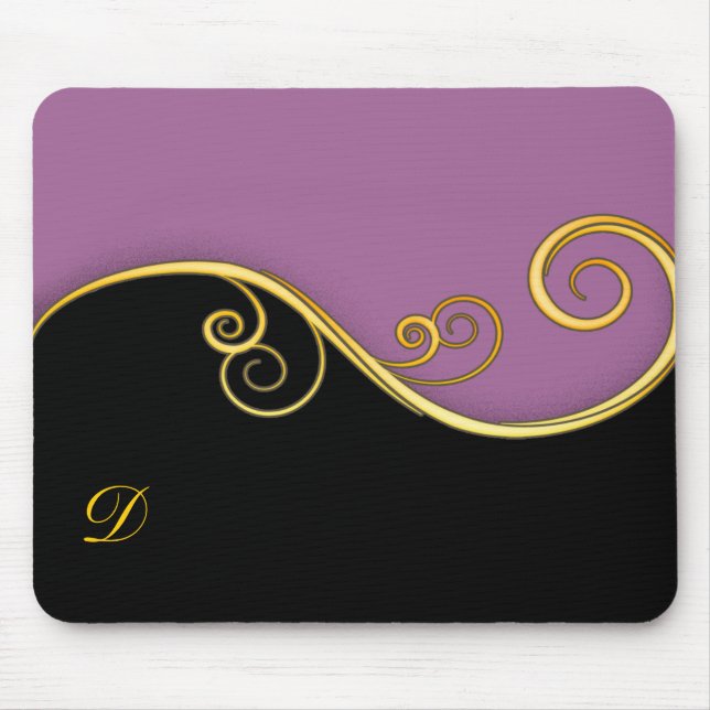 Lila-black Swirl med initial Musmatta (Framsidan)