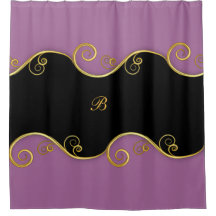 Lila-black-Swirl w/out Monogram Shower Curtain