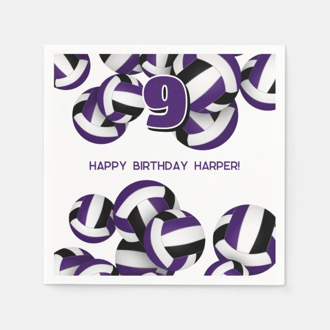 lila Black Team färg volleyball Children Sport Pappersservett (Framsidan)