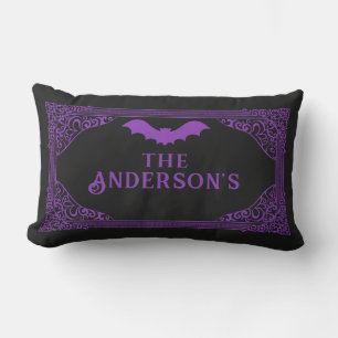 Lila Black Vampire Fladdermus Namn Gothic Lumbarkudde