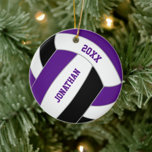 Lila Black volleyball Team färg personlig Julgransprydnad Keramik
