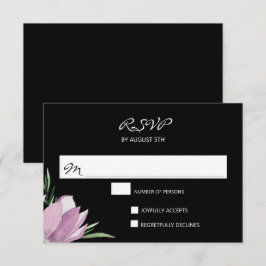 Lila Black Watercolor Blommigt OSA kort