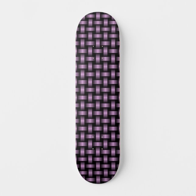 Lila Black Weave Mönster Mini Skateboard Bräda 18,5 Cm (Framsida)