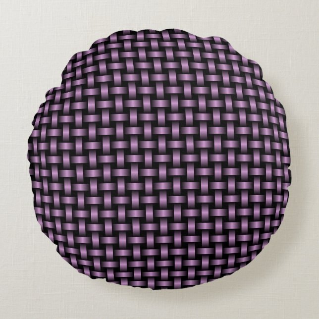 Lila Black Weave Mönster Rund Kudde (Framsidan)