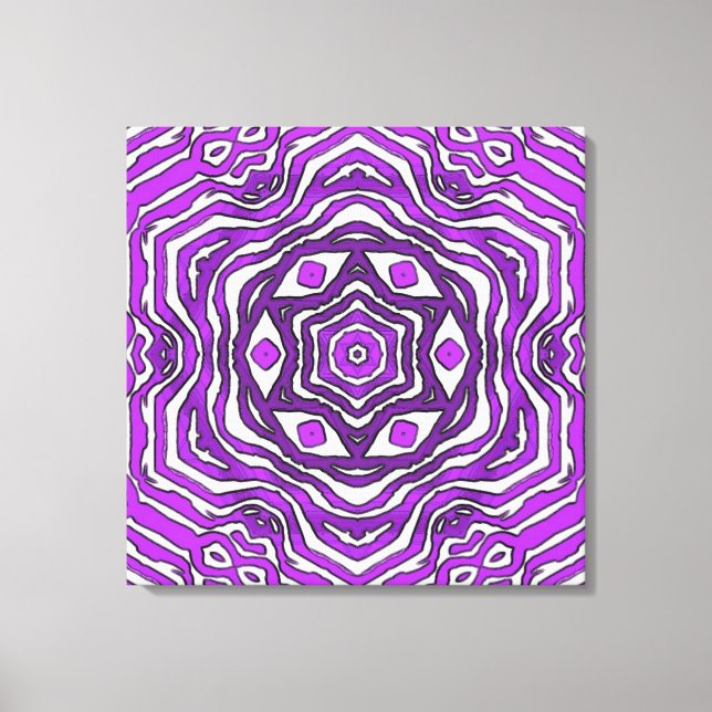 Lila Black White Circle Mönster Design Canvastryck (Framsida)