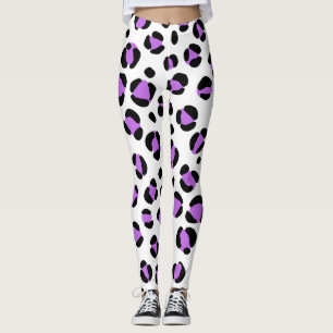 Lila Black White Leopard Animal Print Leggings