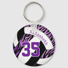 lila Black zebra ränder accentflickor volleyball Nyckelring