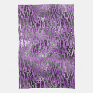 Lila Black Zebra tryck Kökshandduk