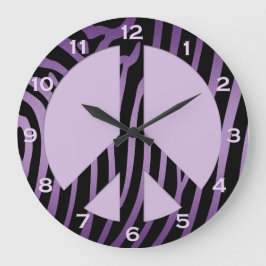 Lila Black Zebra tryck Wall Clock Stor Klocka
