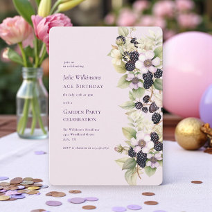 Lila Blackberry Garden Birthday-inbjudan Inbjudningar